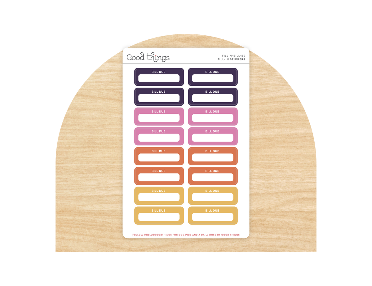 Bill Due Calendar Stickers