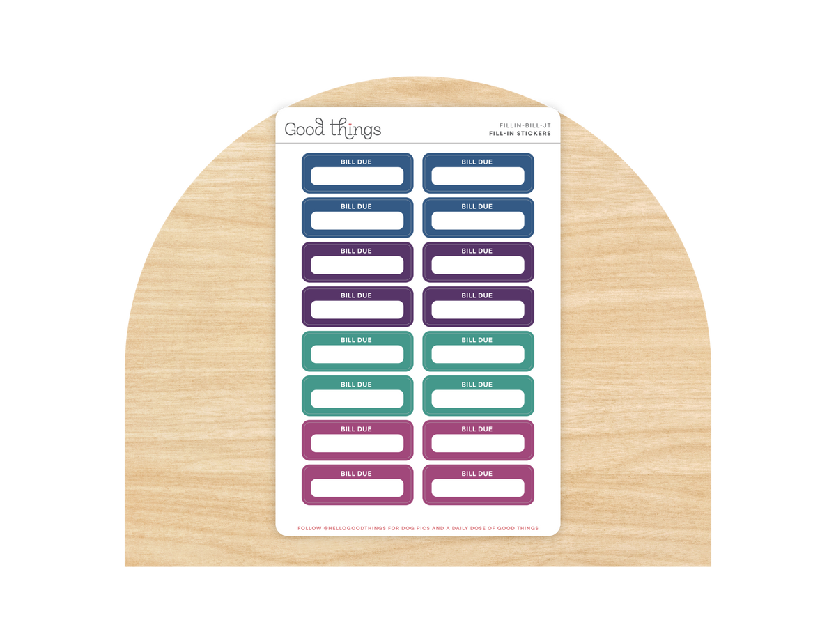 Bill Due Calendar Stickers