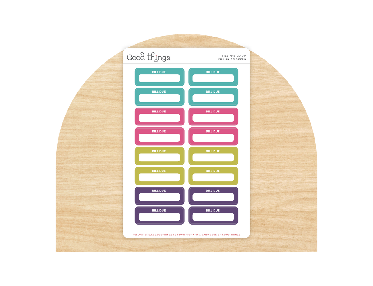 Bill Due Calendar Stickers