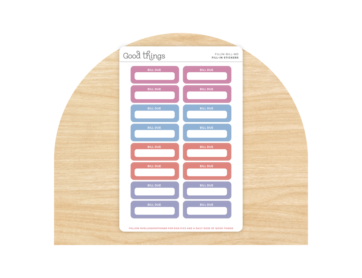 Bill Due Calendar Stickers
