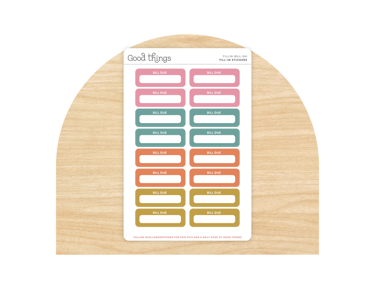 Bill Due Calendar Stickers