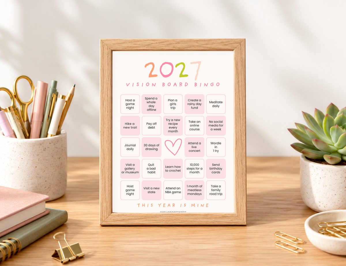 2027 Vision Board/Bingo Card Printable, Soft Pastel