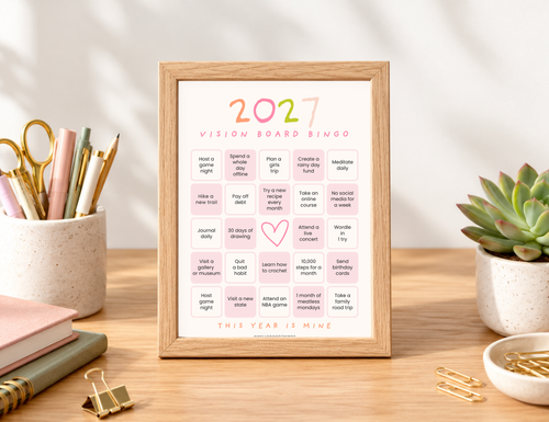 2027 Vision Board/Bingo Card Printable, Soft Pastel