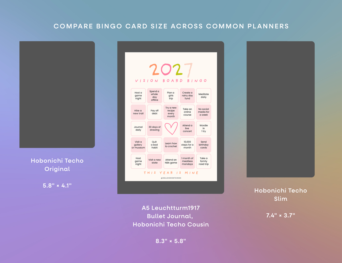 2027 Vision Board/Bingo Card Printable, Soft Pastel