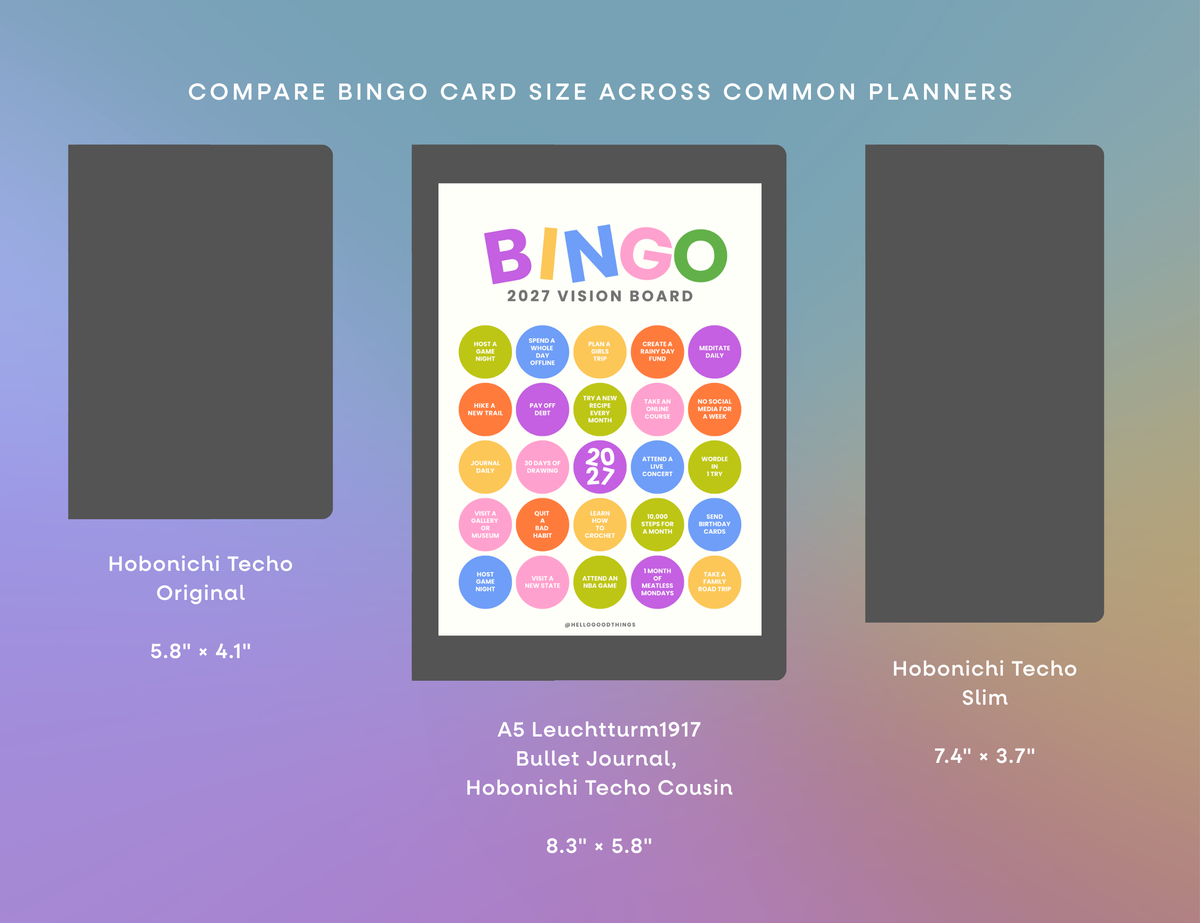 2027 Vision Board/Bingo Card Printable, Pop Dots