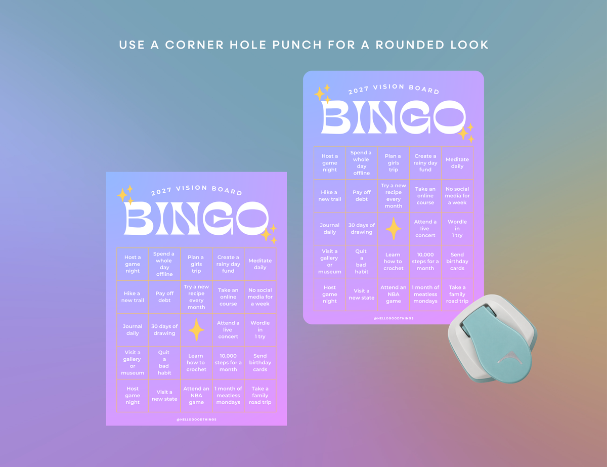 2027 Vision Board/Bingo Card Printable, Celestial