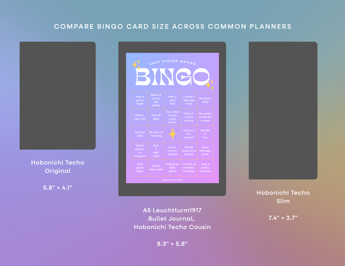 2027 Vision Board/Bingo Card Printable, Celestial