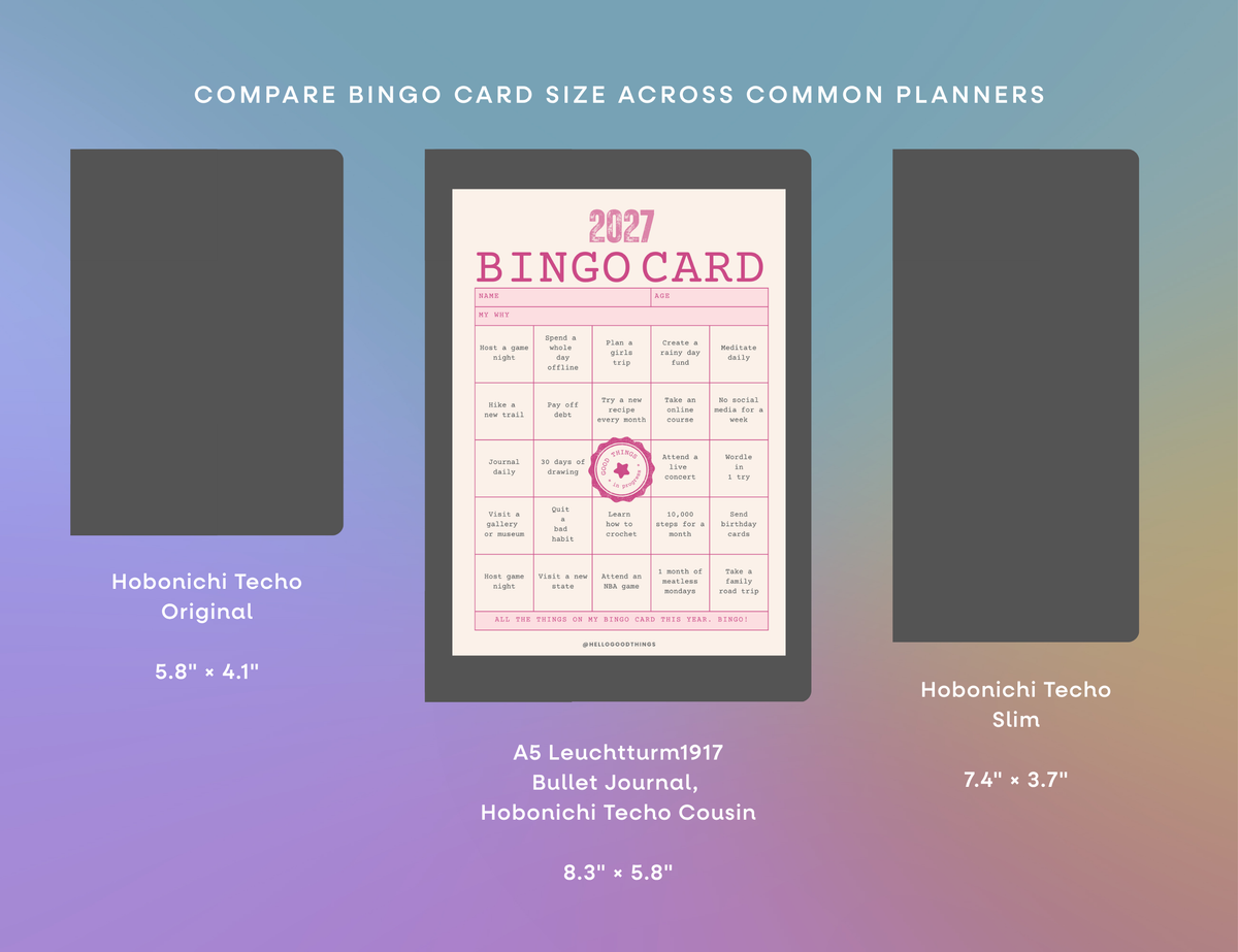 2027 Vision Board/Bingo Card Printable, Good Things