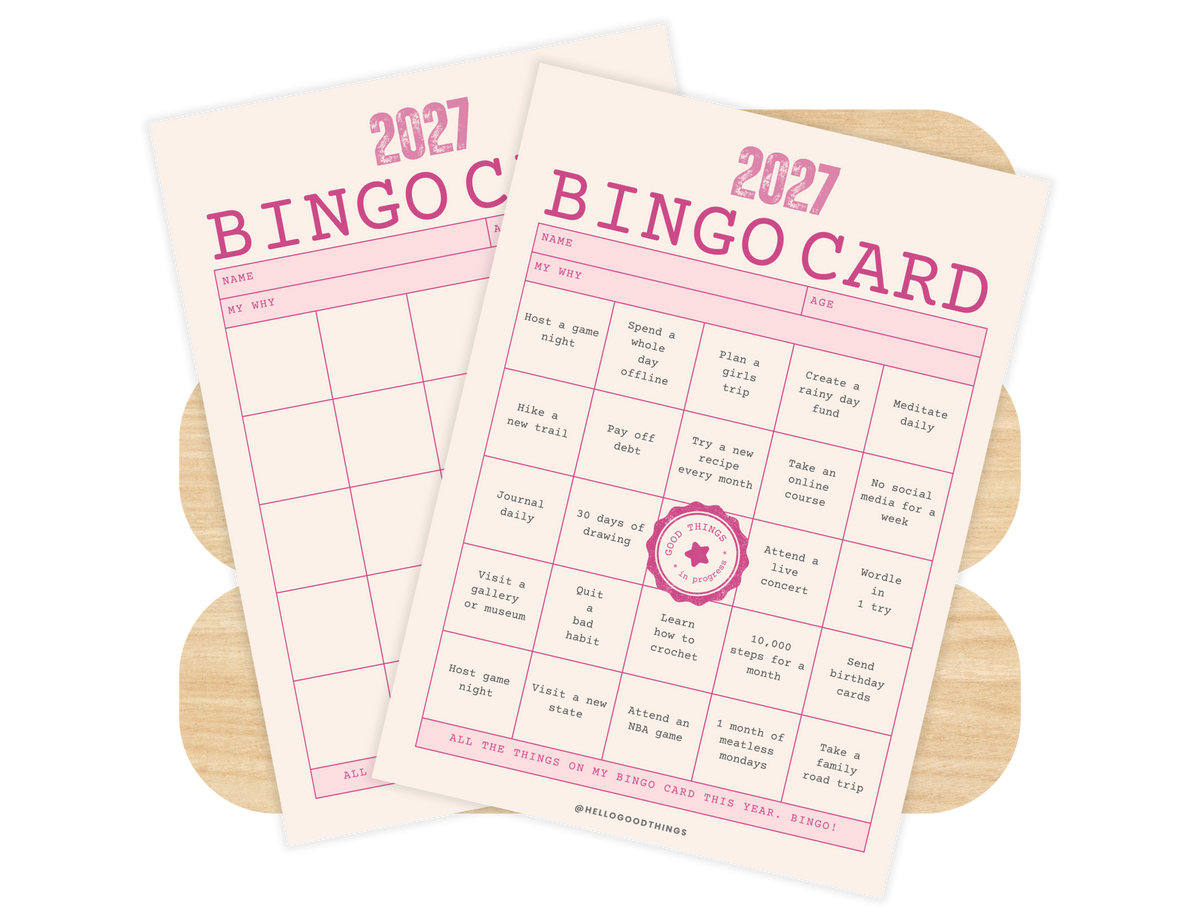 2027 Vision Board/Bingo Card Printable, Good Things