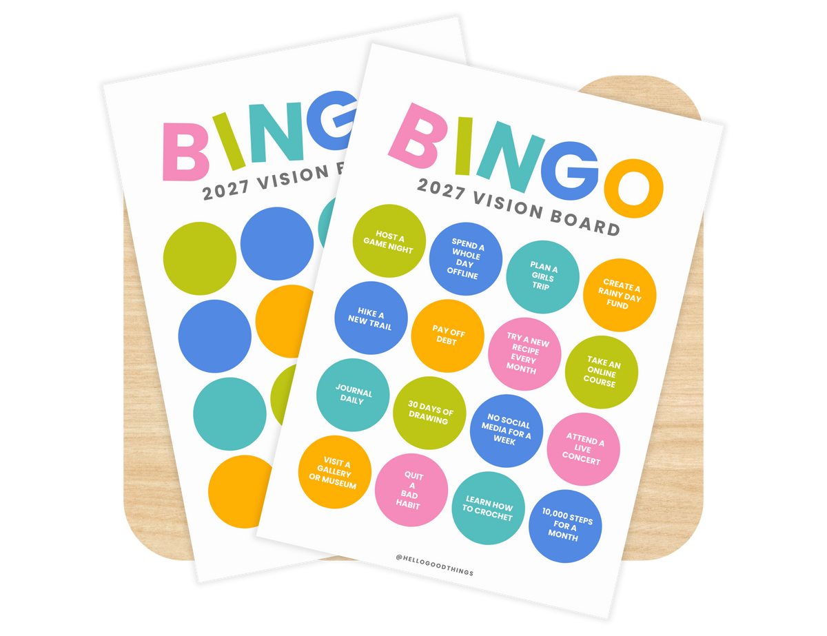 2027 Vision Board/Bingo Card Printable, Pop 16