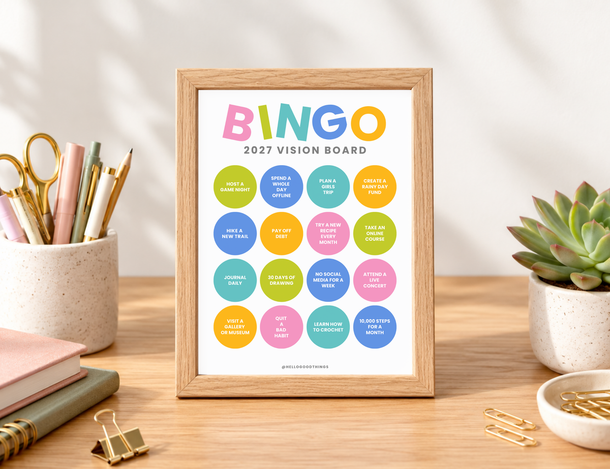 2027 Vision Board/Bingo Card Printable, Pop 16