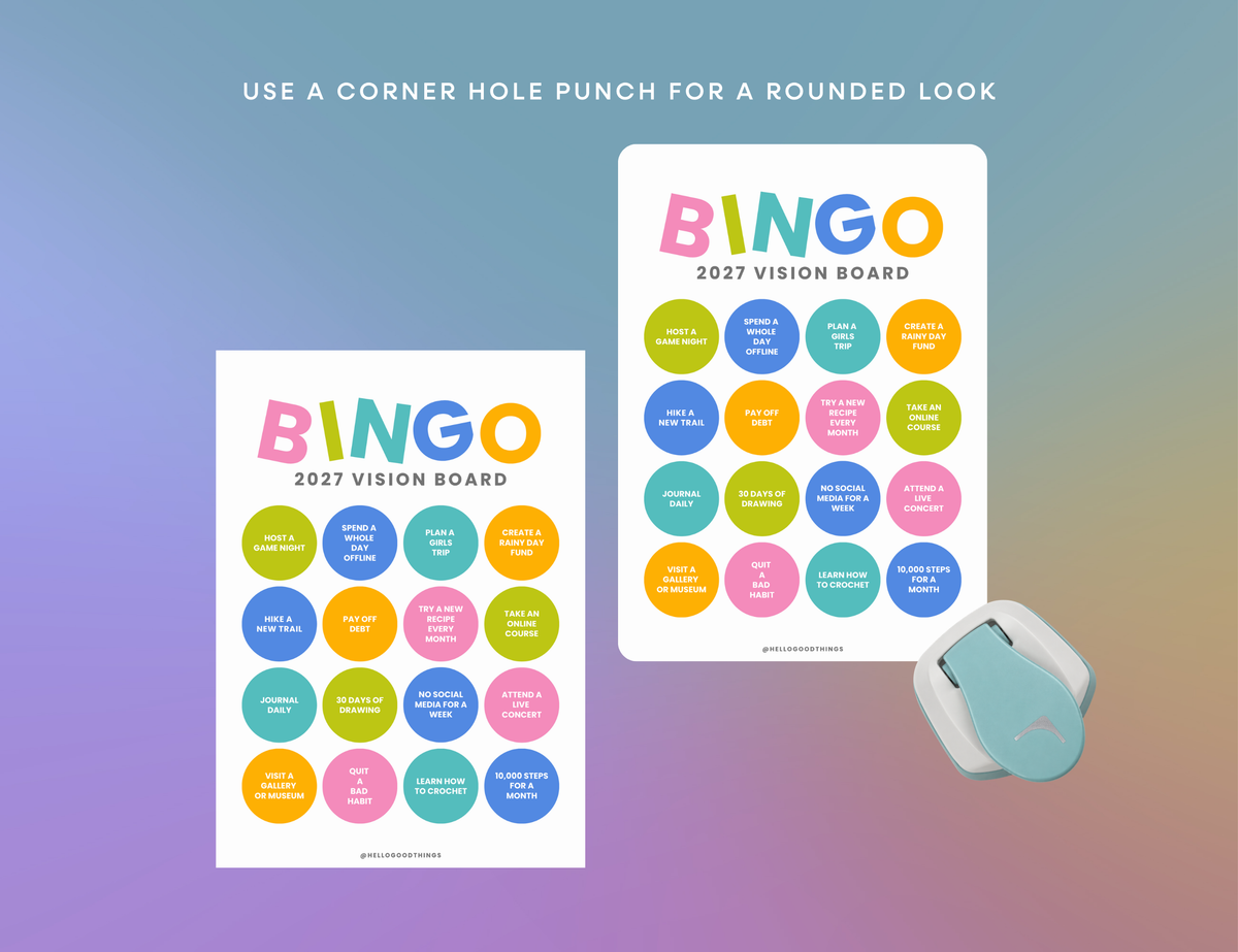 2027 Vision Board/Bingo Card Printable, Pop 16