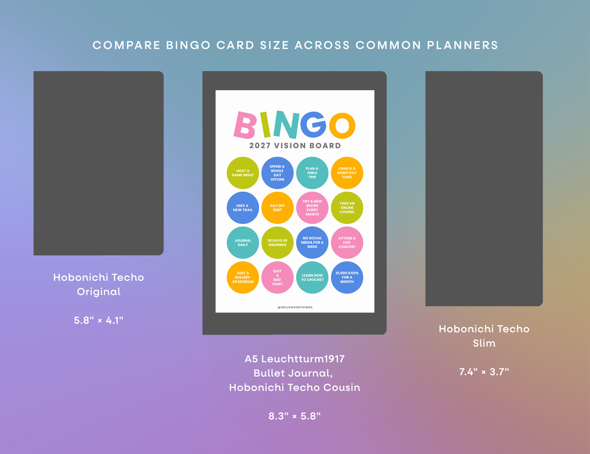 2027 Vision Board/Bingo Card Printable, Pop 16