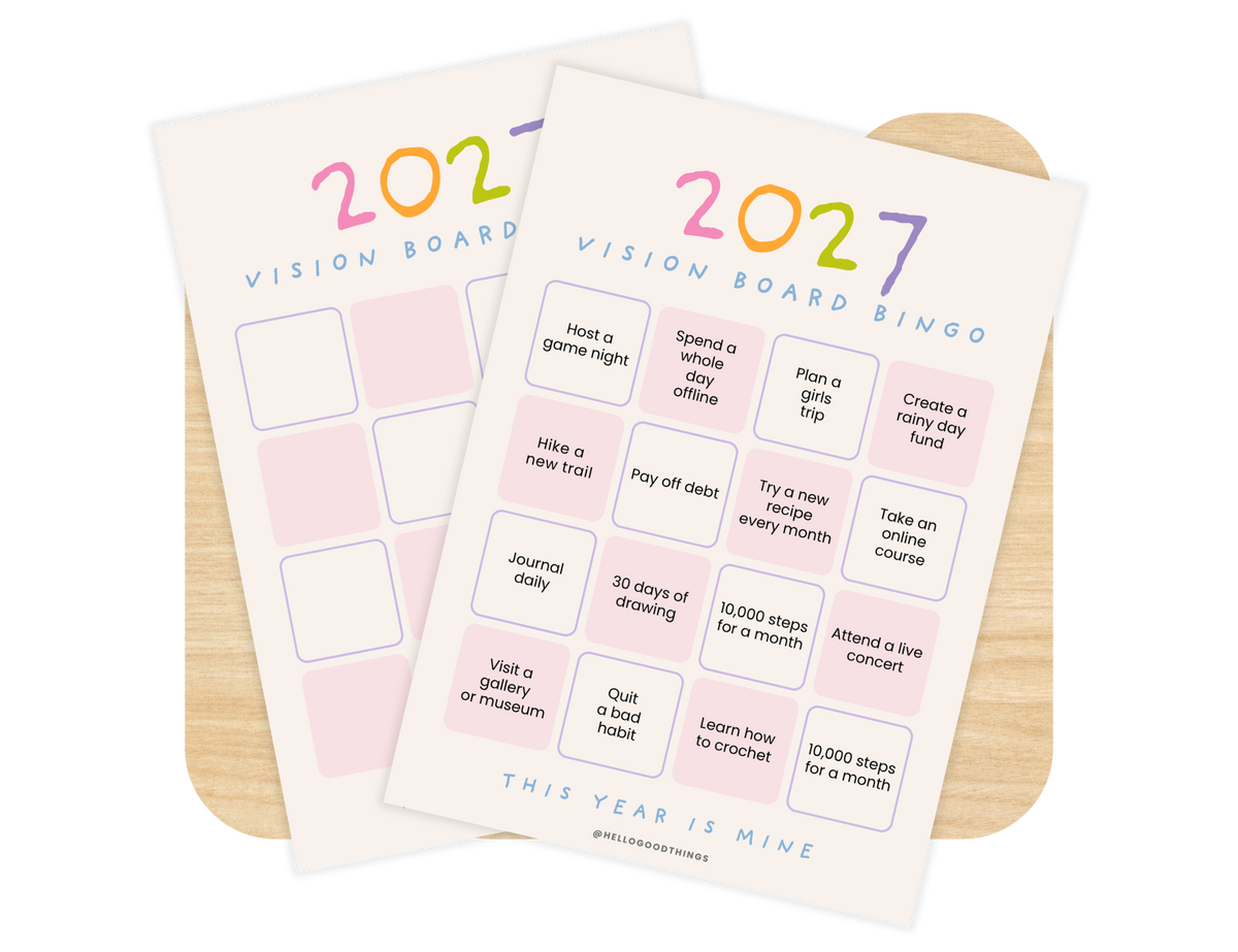 2027 Vision Board/Bingo Card Printable, SP 16