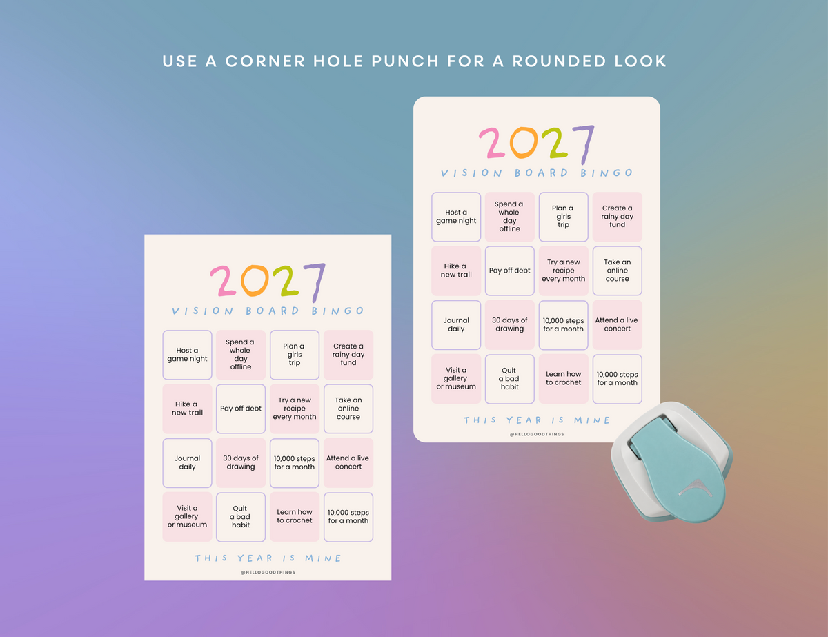 2027 Vision Board/Bingo Card Printable, SP 16