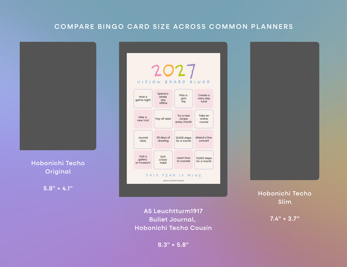 2027 Vision Board/Bingo Card Printable, SP 16