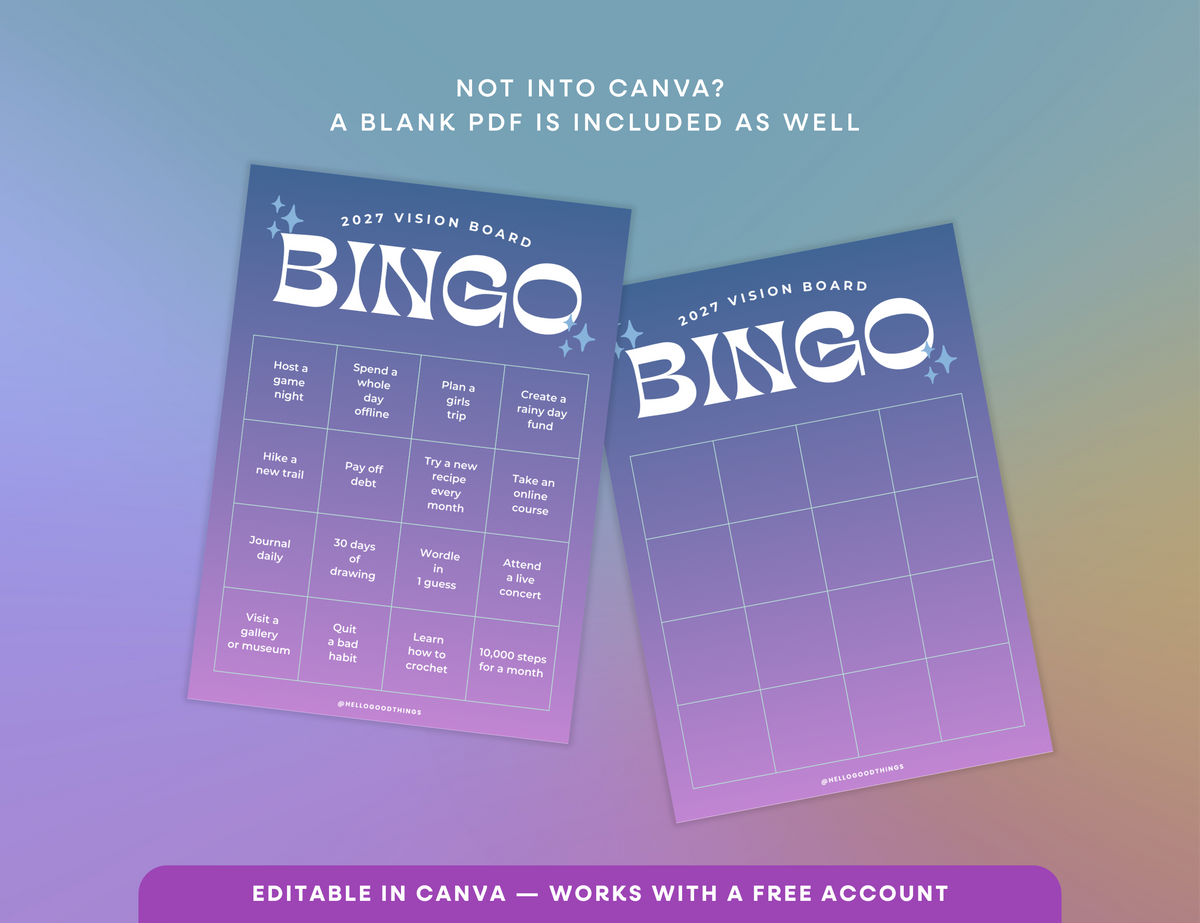 2027 Vision Board/Bingo Card Printable, Celestial 16