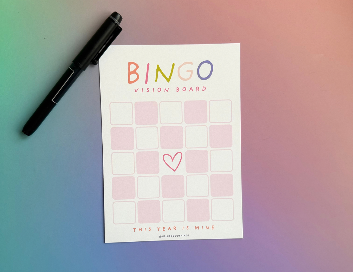 Bingo Card Vision Board, Soft Pastel 5x5