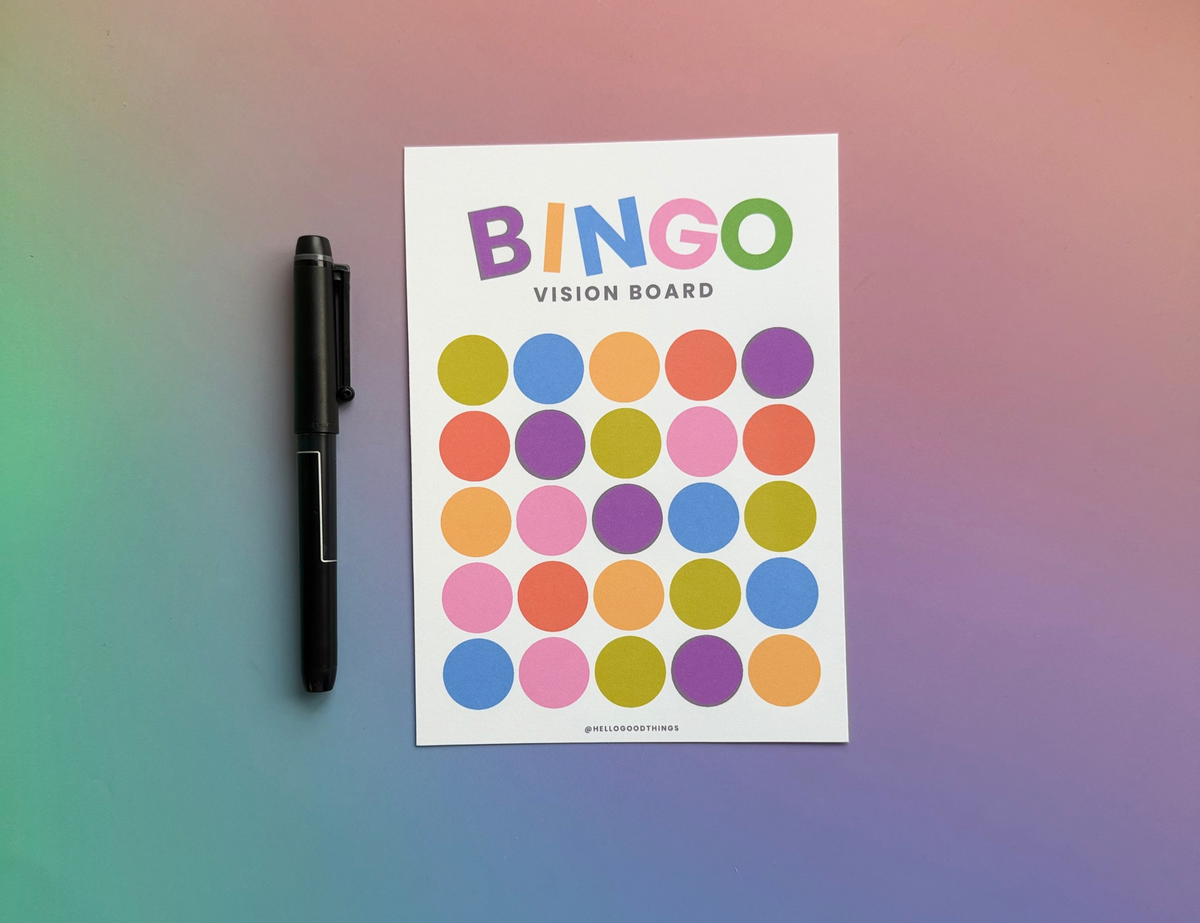 Bingo Card Vision Board, Pop Dots 5x5