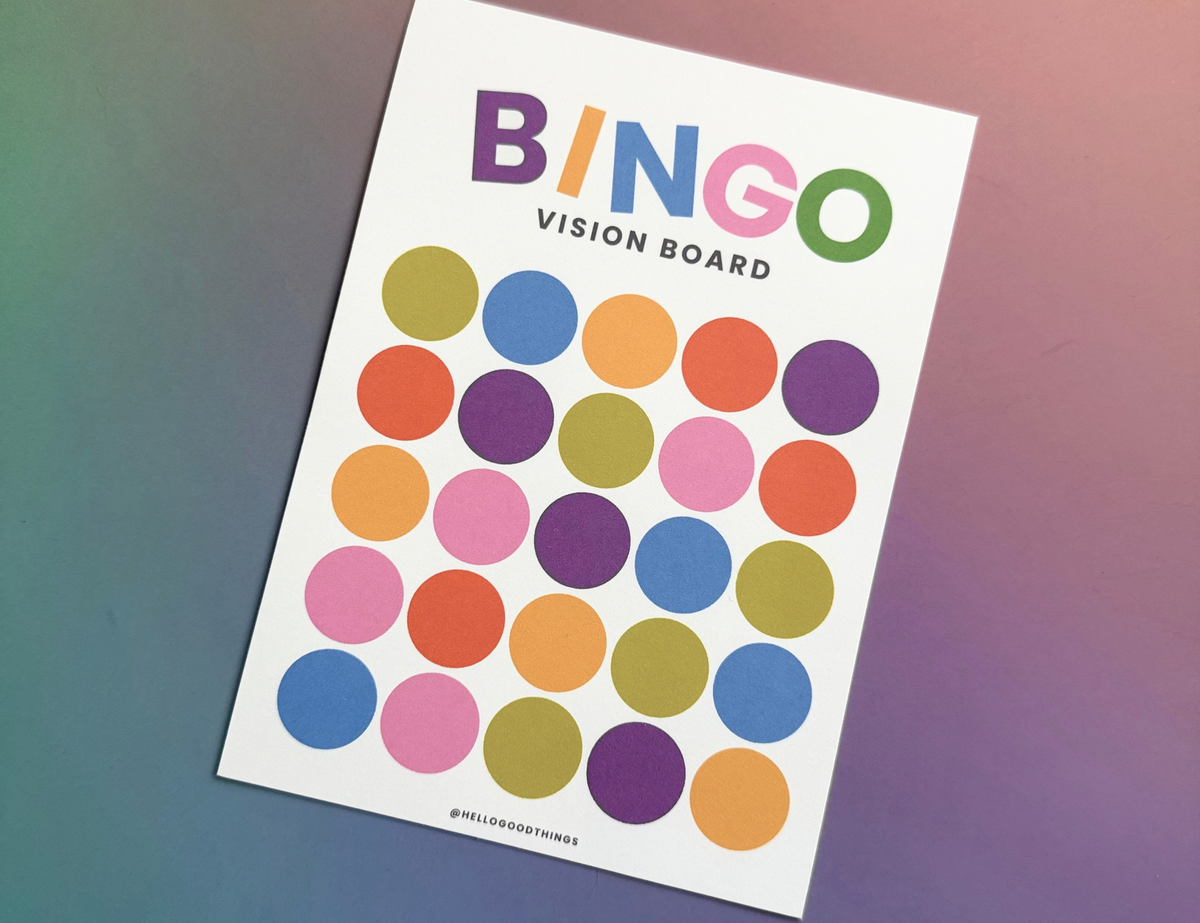 Bingo Card Vision Board, Pop Dots 5x5