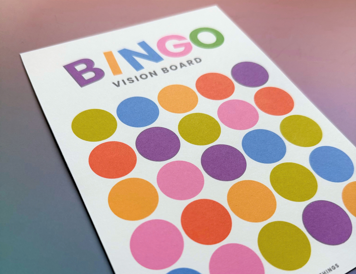 Bingo Card Vision Board, Pop Dots 5x5