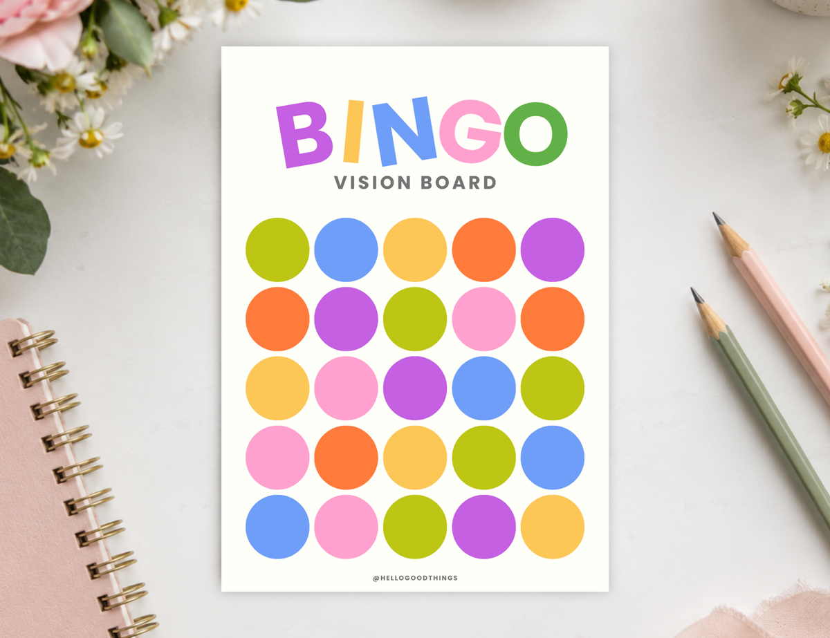 Bingo Card Vision Board, Pop Dots 5x5
