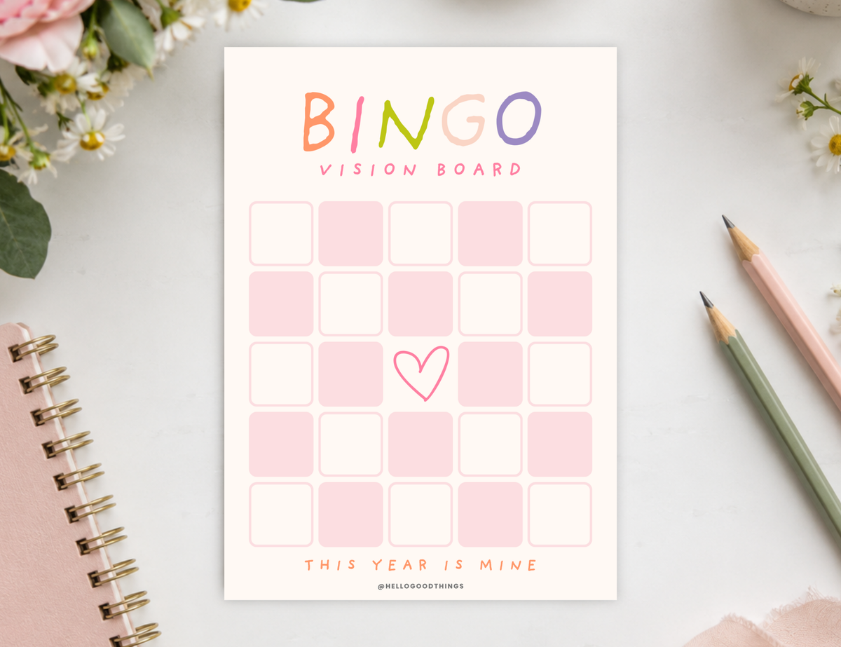Bingo Card Vision Board, Soft Pastel 5x5