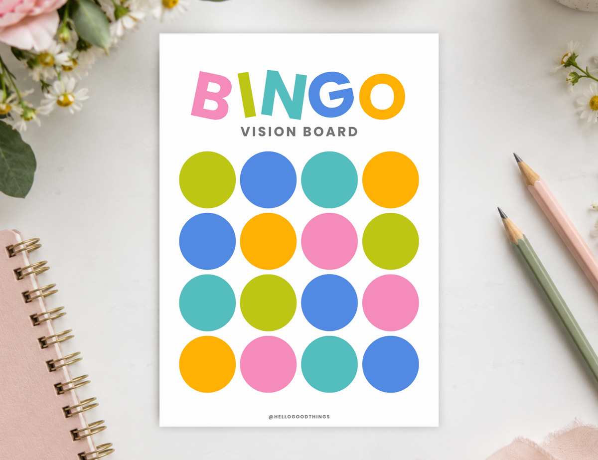 Bingo Card Vision Board, Pop 16