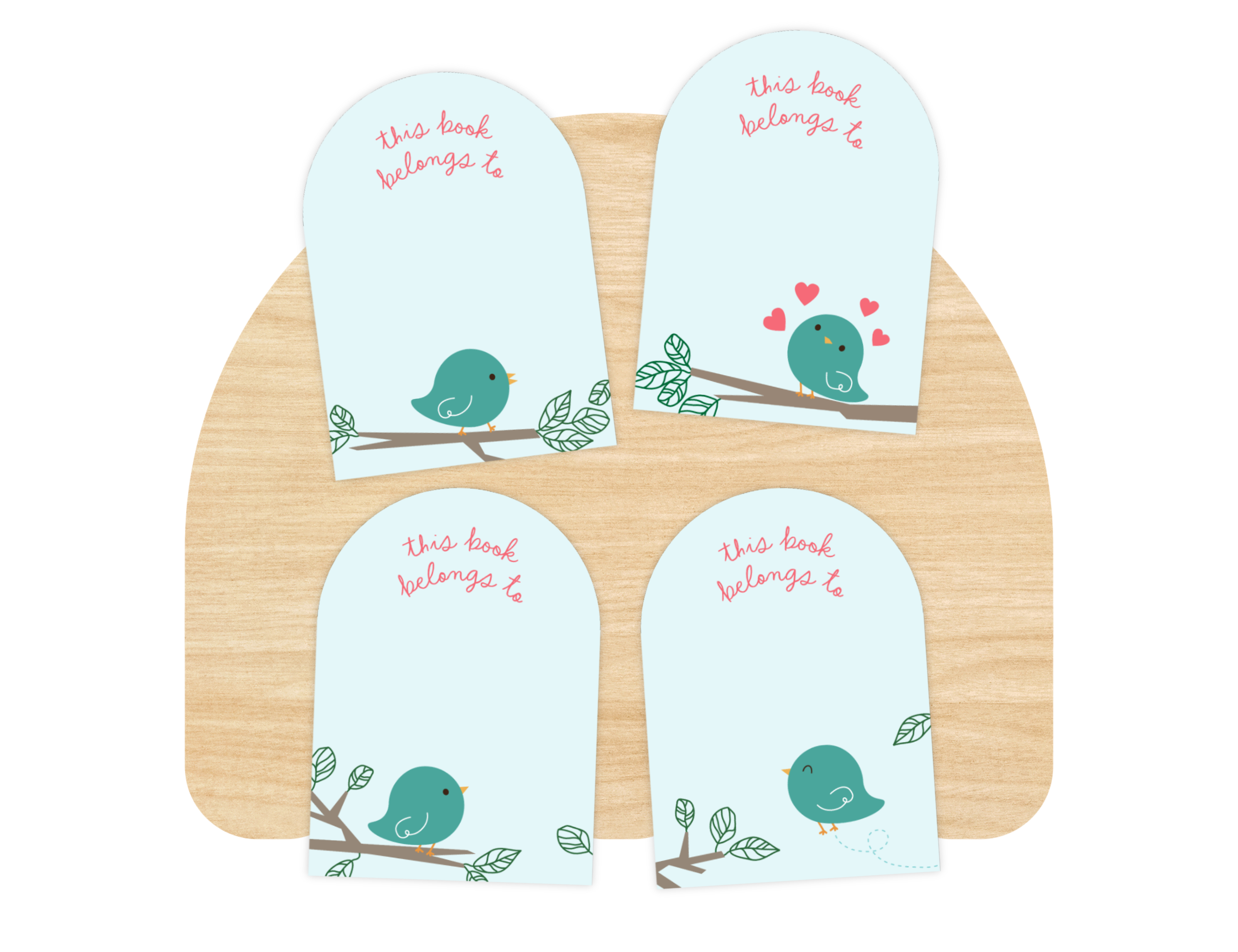 Bird Bookplate Labels, Set of 4