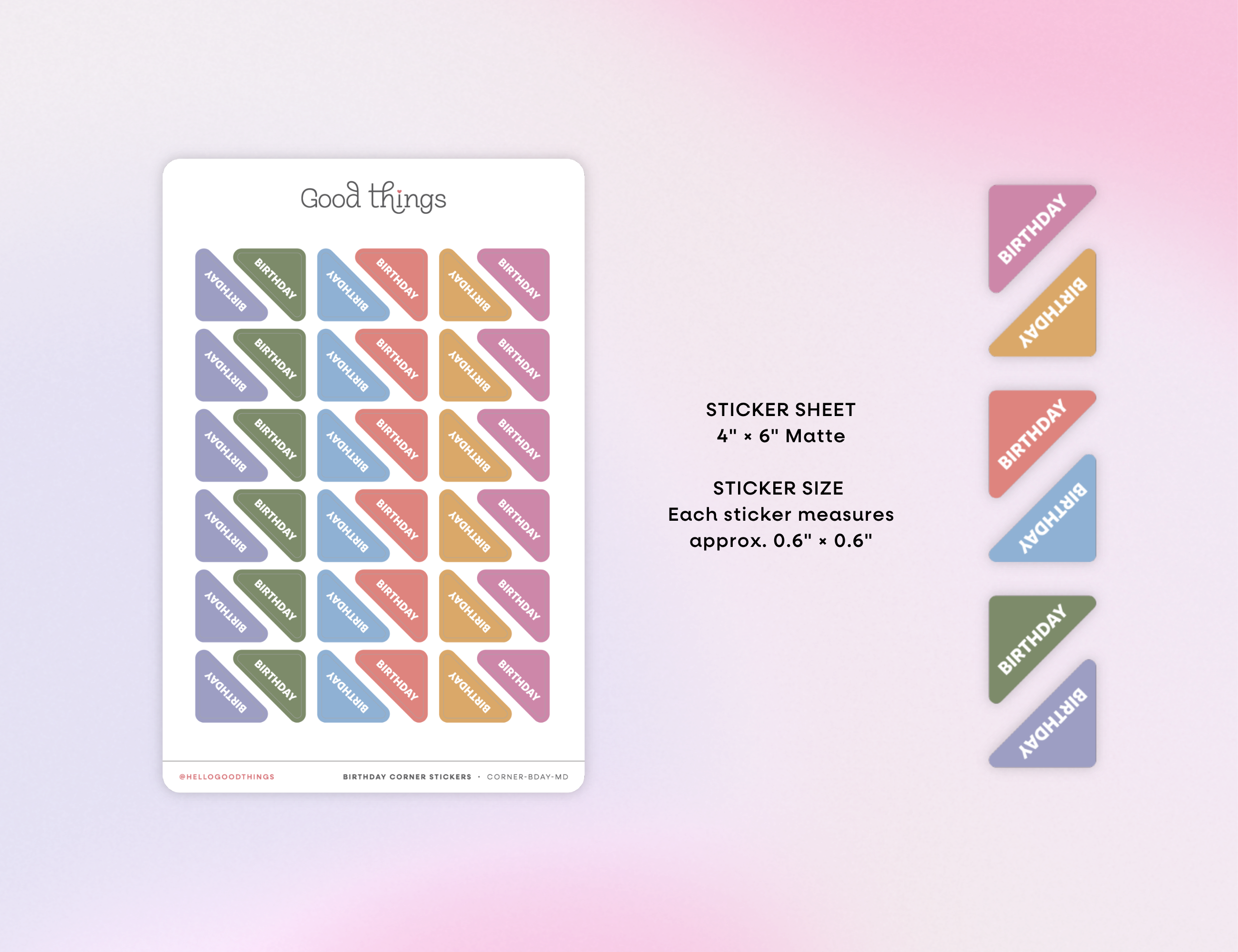 Birthday Corner Calendar Planner Stickers