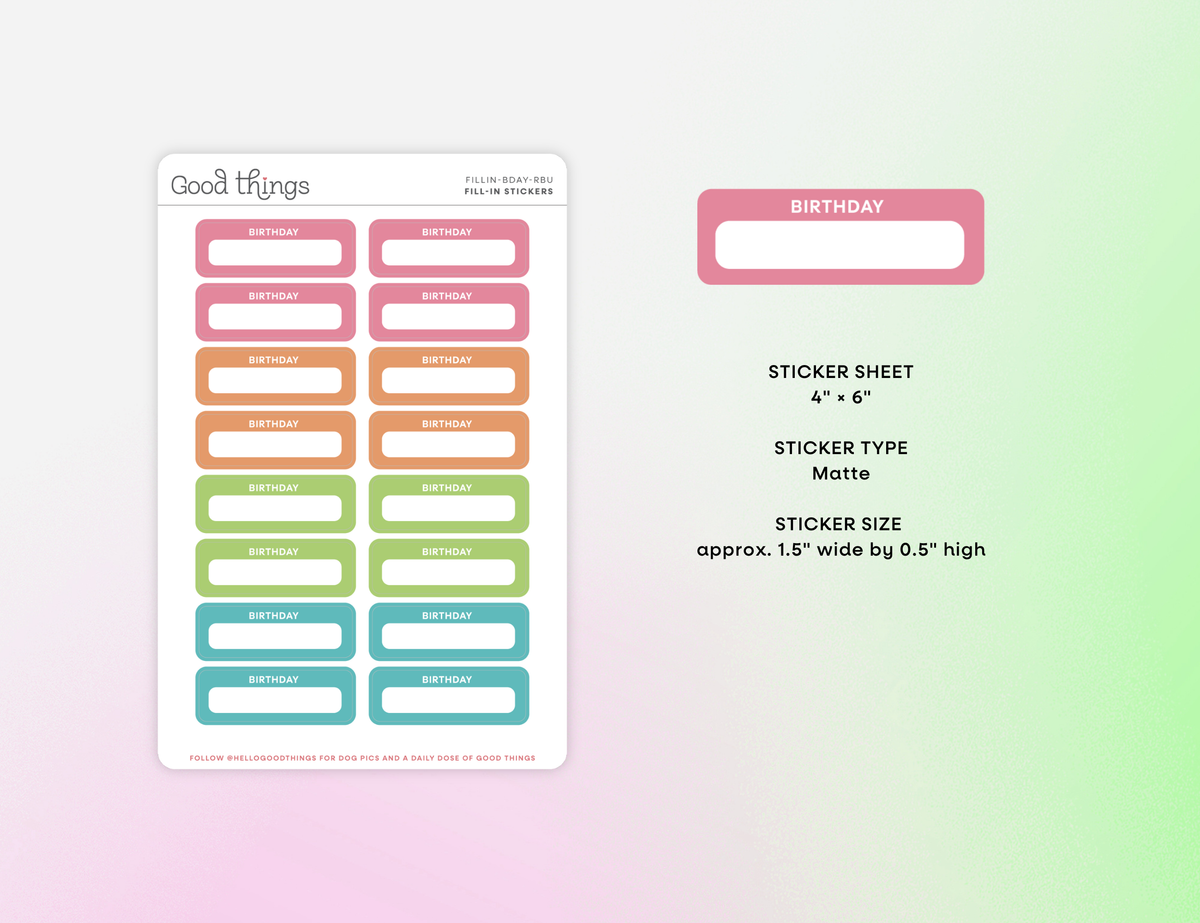 Birthday Calendar Stickers