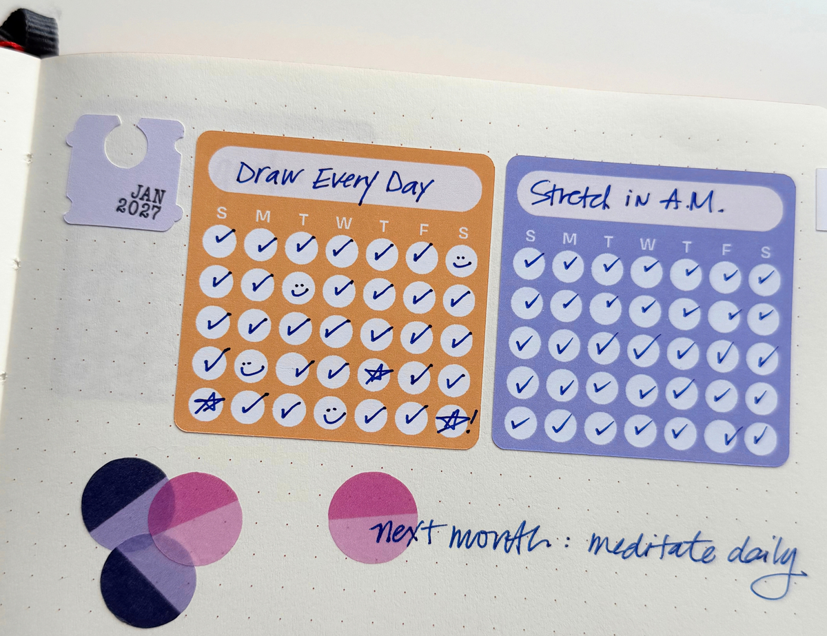 Blank Month or Monthly Habit Tracker Sticker, Macaron Dreams