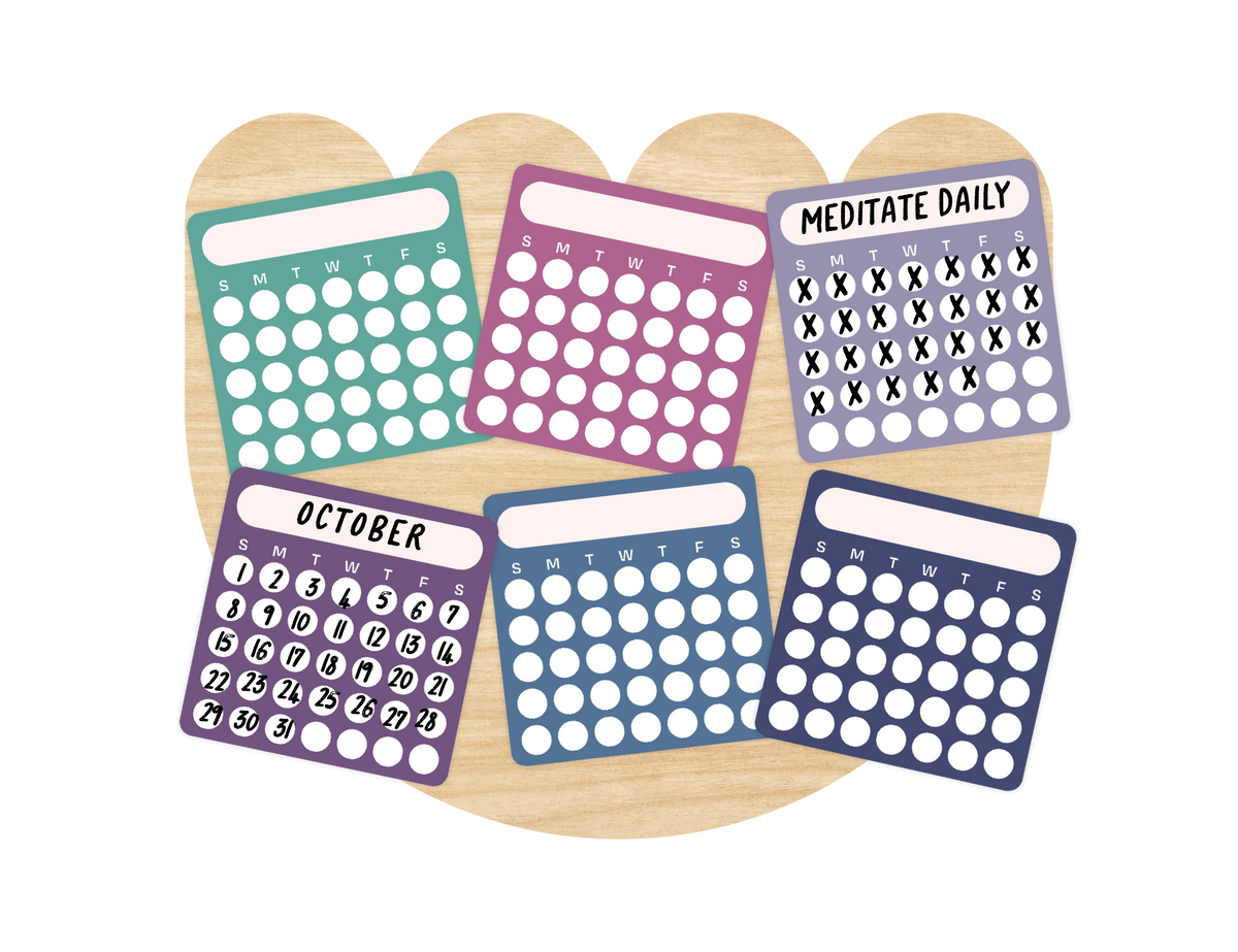 Blank Month or Monthly Habit Tracker Sticker, Jewel Tones