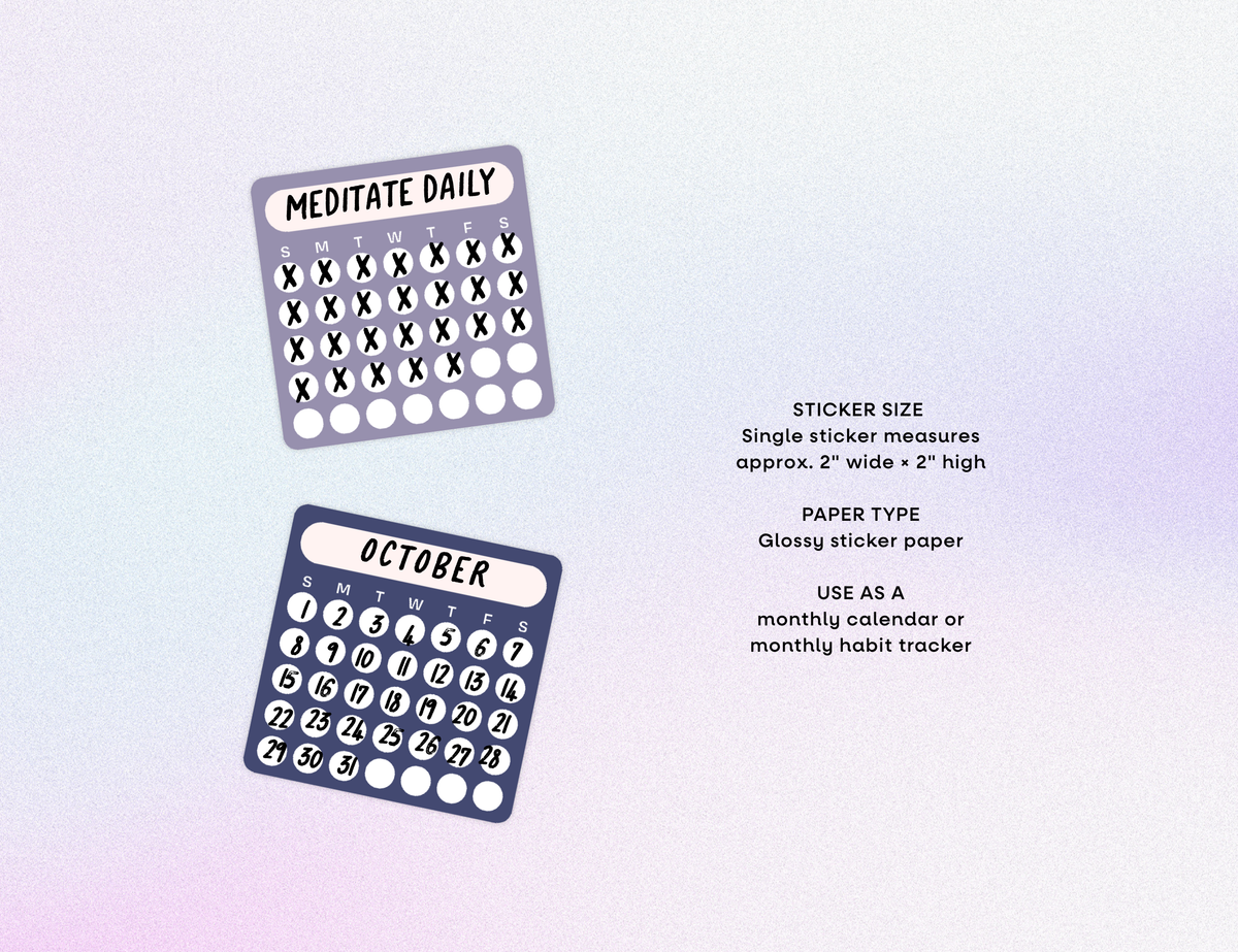 Blank Month or Monthly Habit Tracker Sticker, Jewel Tones