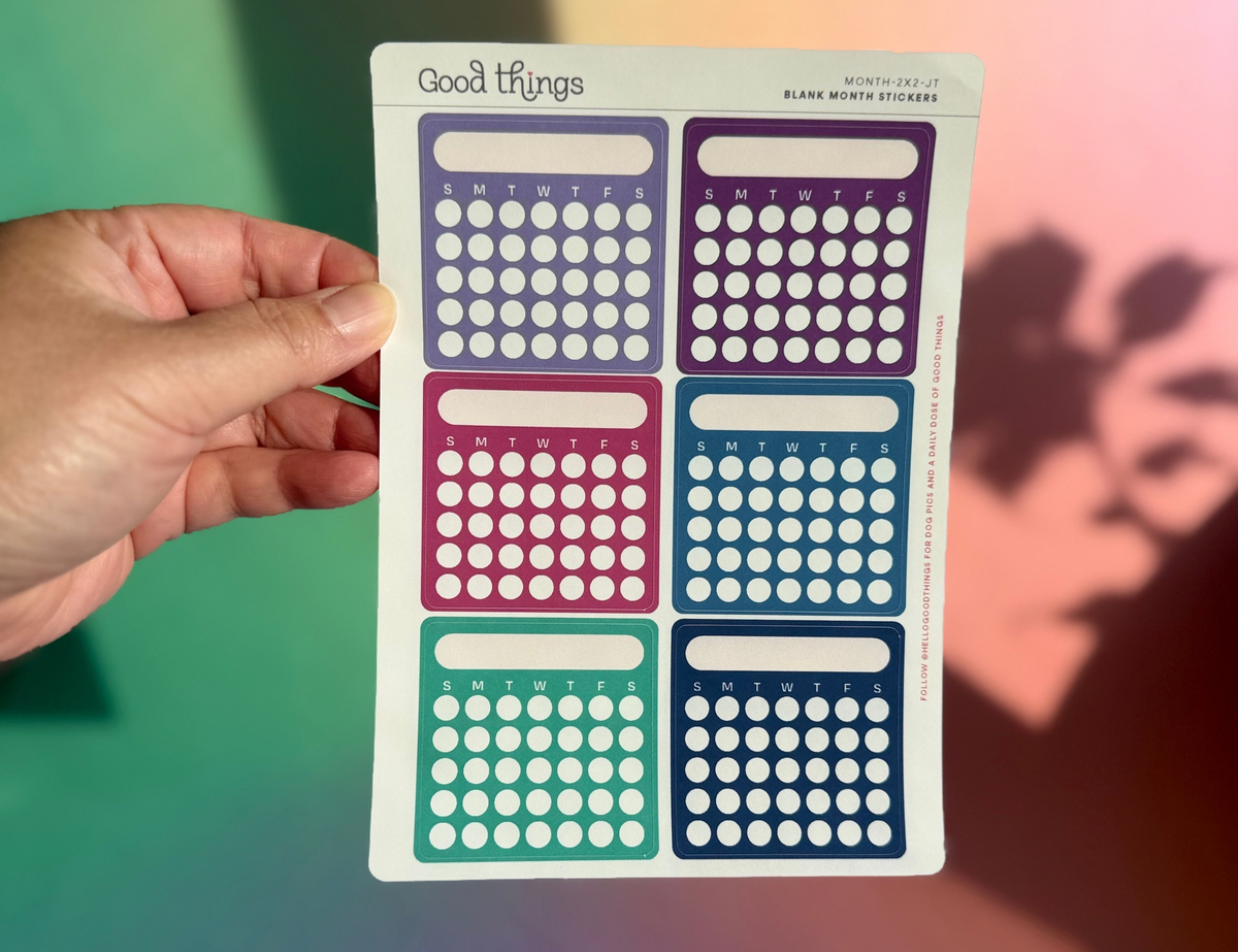 Blank Month or Monthly Habit Tracker Sticker, Jewel Tones