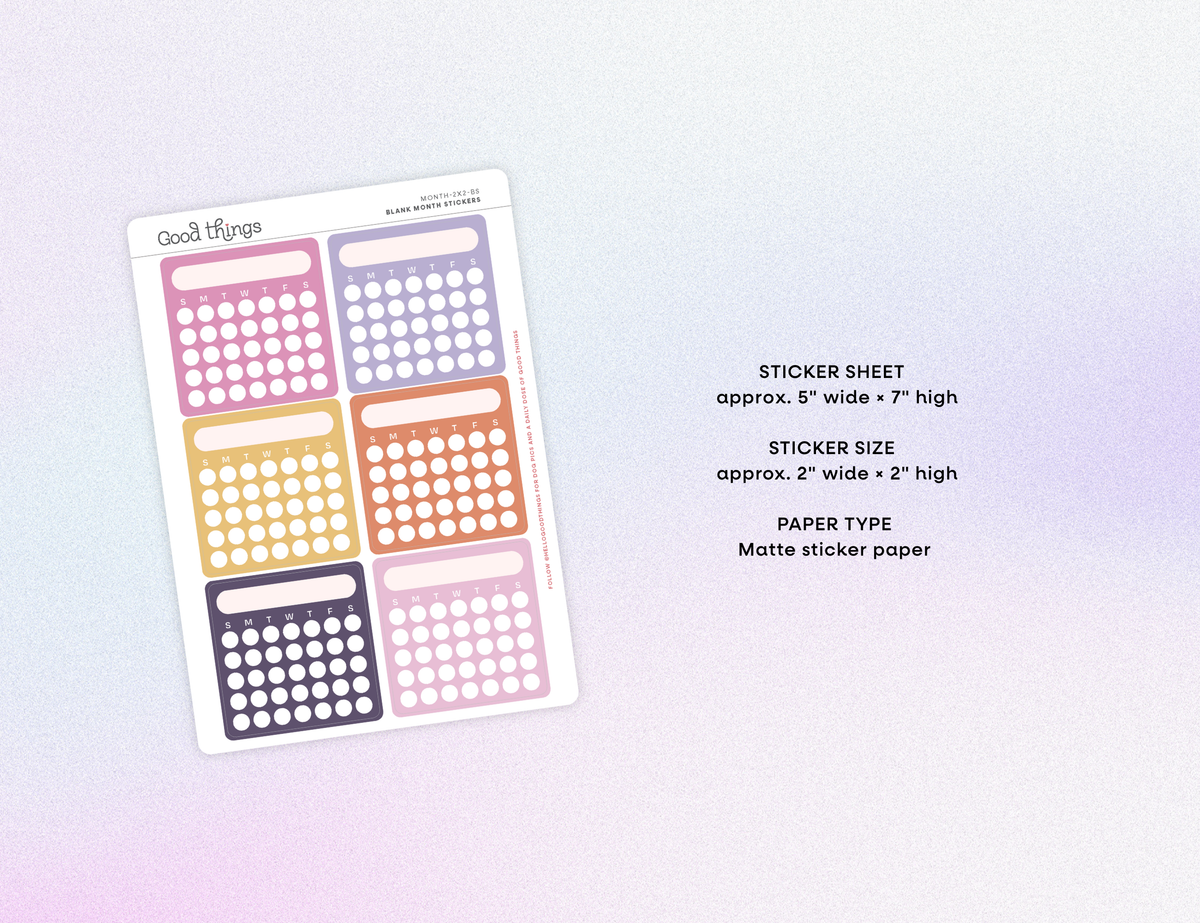 Blank Month or Monthly Habit Tracker Sticker, Bright Side