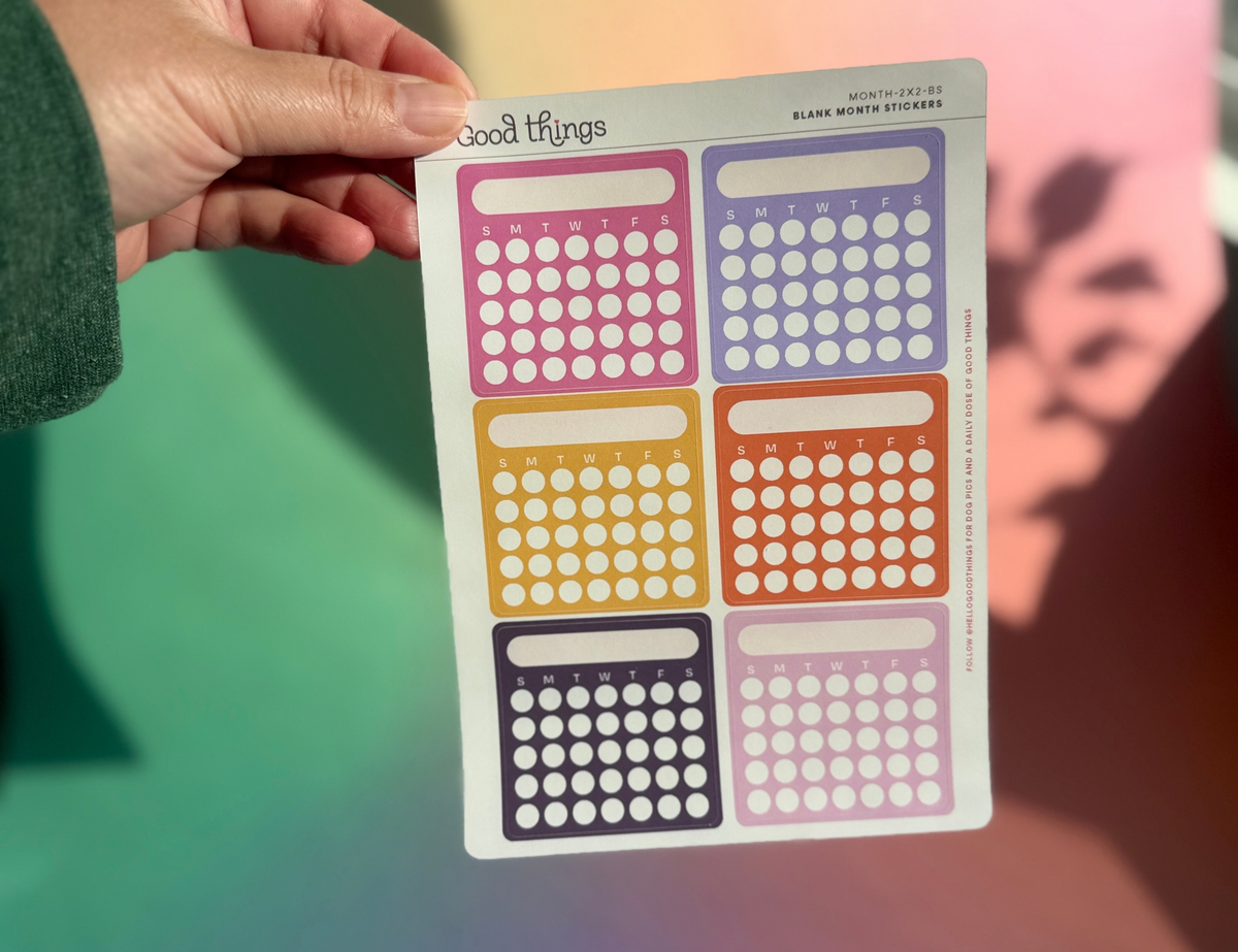 Blank Month or Monthly Habit Tracker Sticker, Bright Side