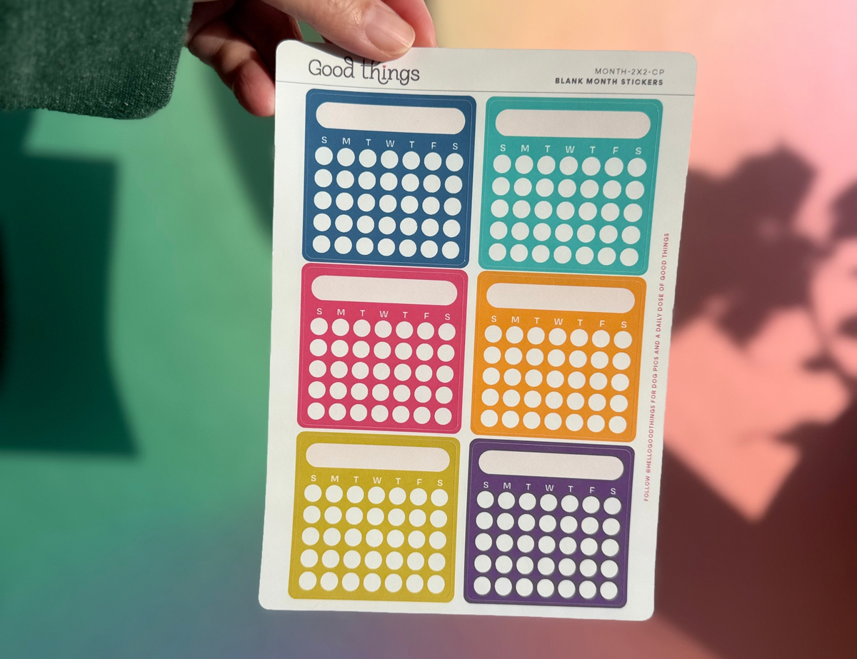 Blank Month or Monthly Habit Tracker Sticker, Color Pop