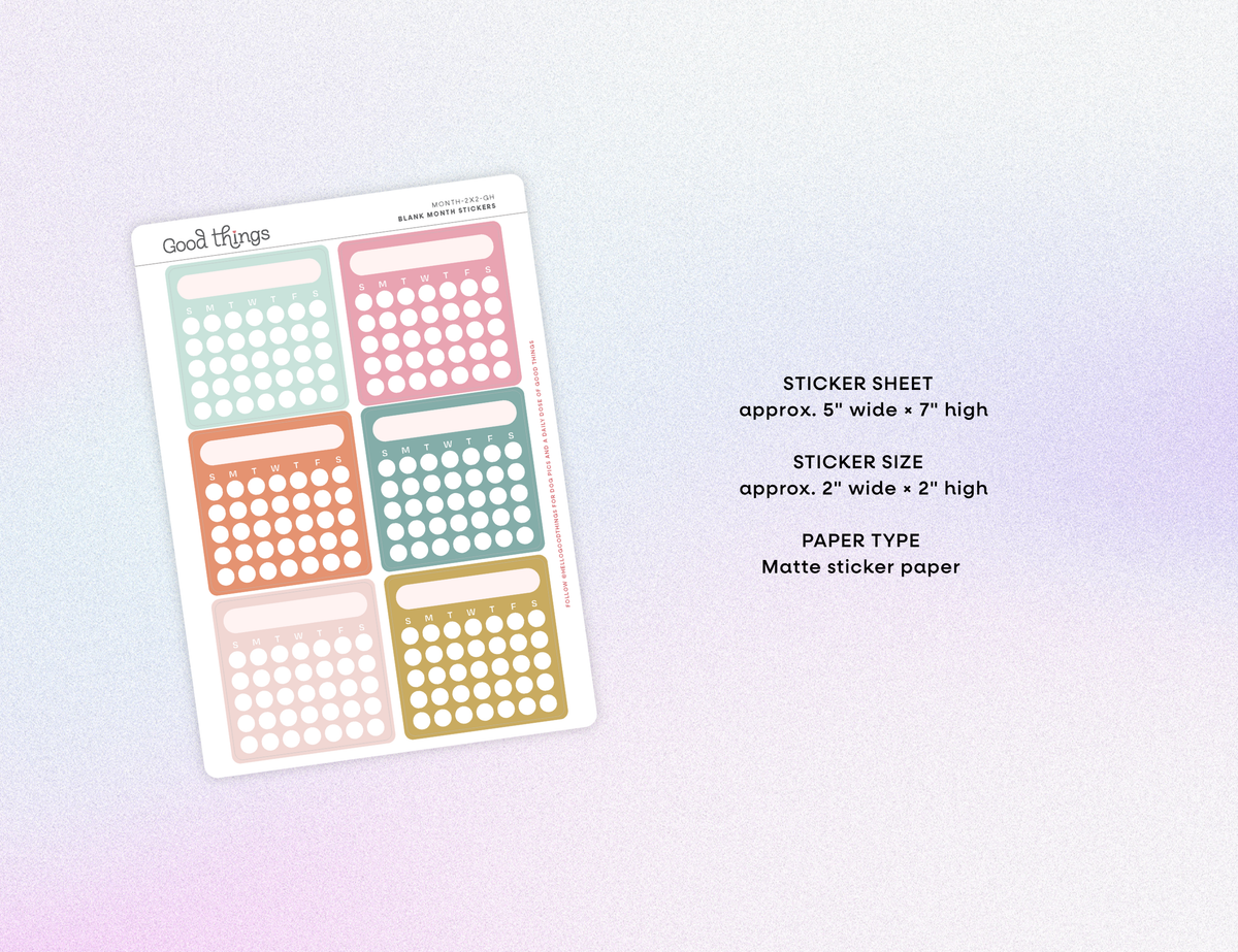 Blank Month or Monthly Habit Tracker Sticker, Golden Hour