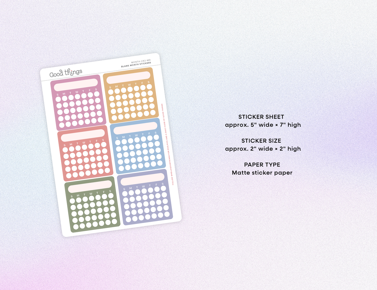 Blank Month or Monthly Habit Tracker Sticker, Macaron Dreams