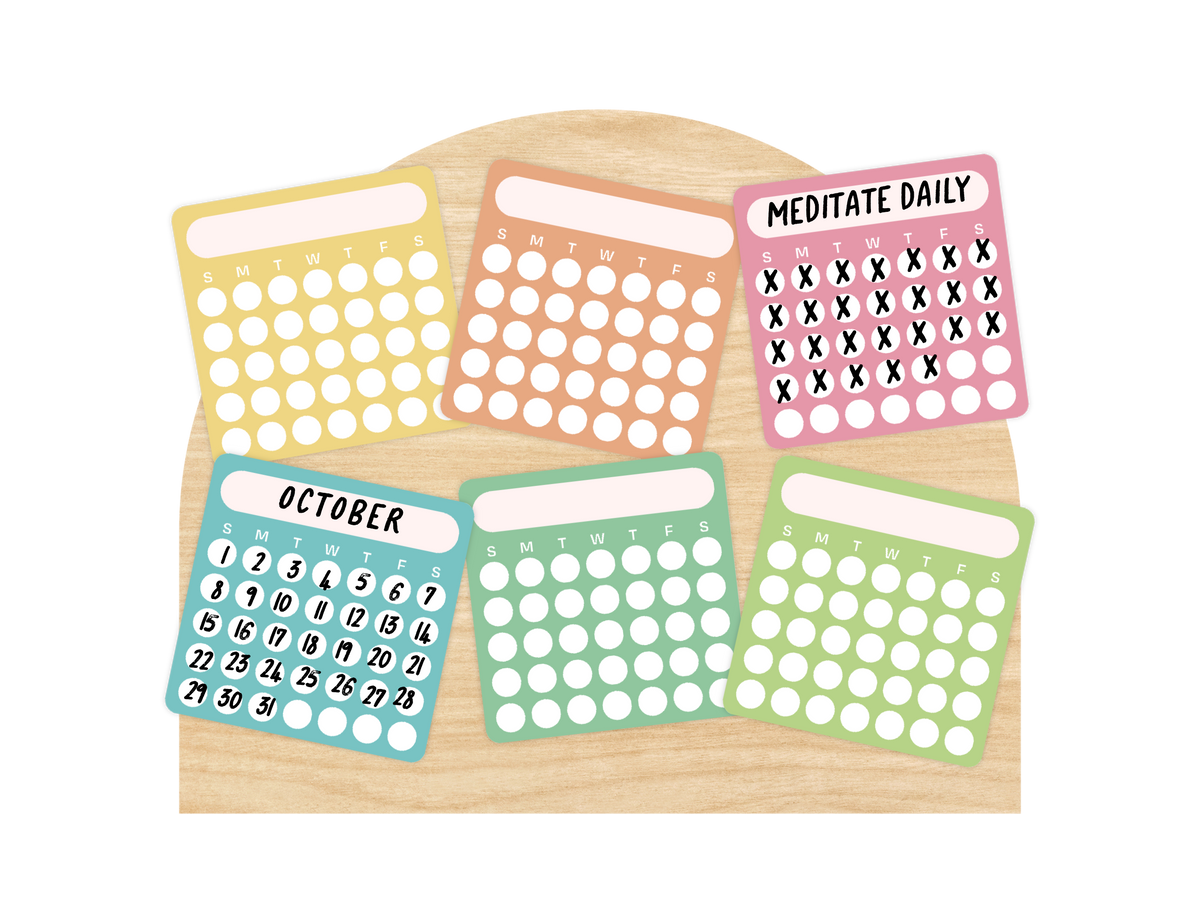 Blank Month or Monthly Habit Tracker Sticker, Rainbow U