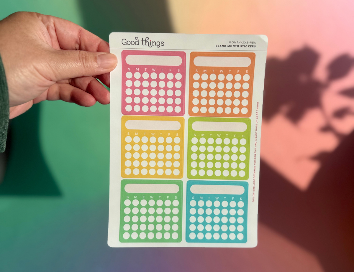 Blank Month or Monthly Habit Tracker Sticker, Rainbow U