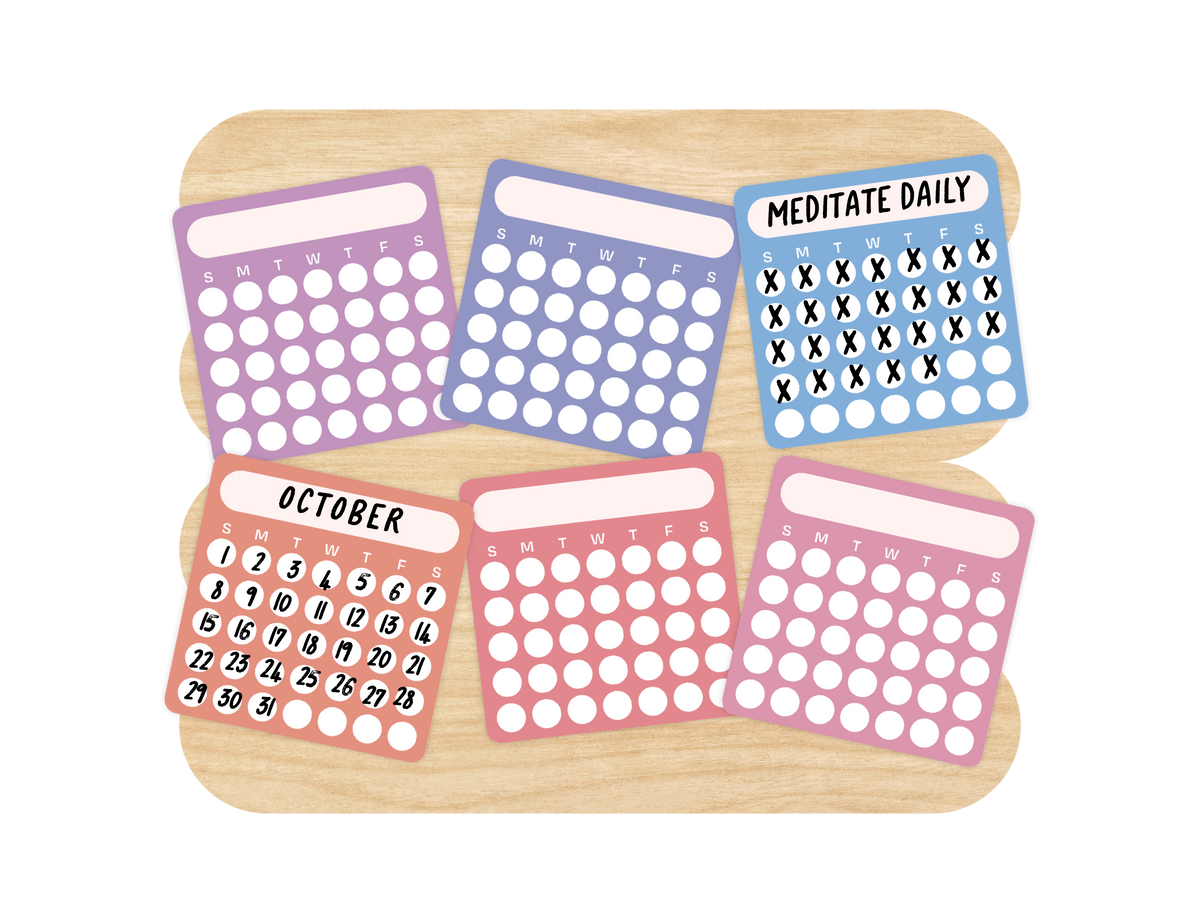 Blank Month or Monthly Habit Tracker Sticker, Rainbow L
