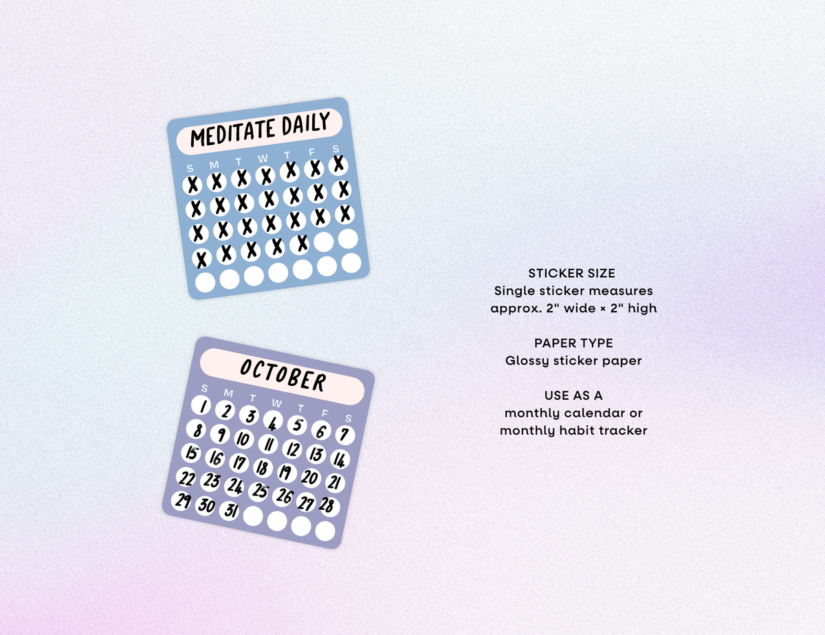 Blank Month or Monthly Habit Tracker Sticker, Macaron Dreams