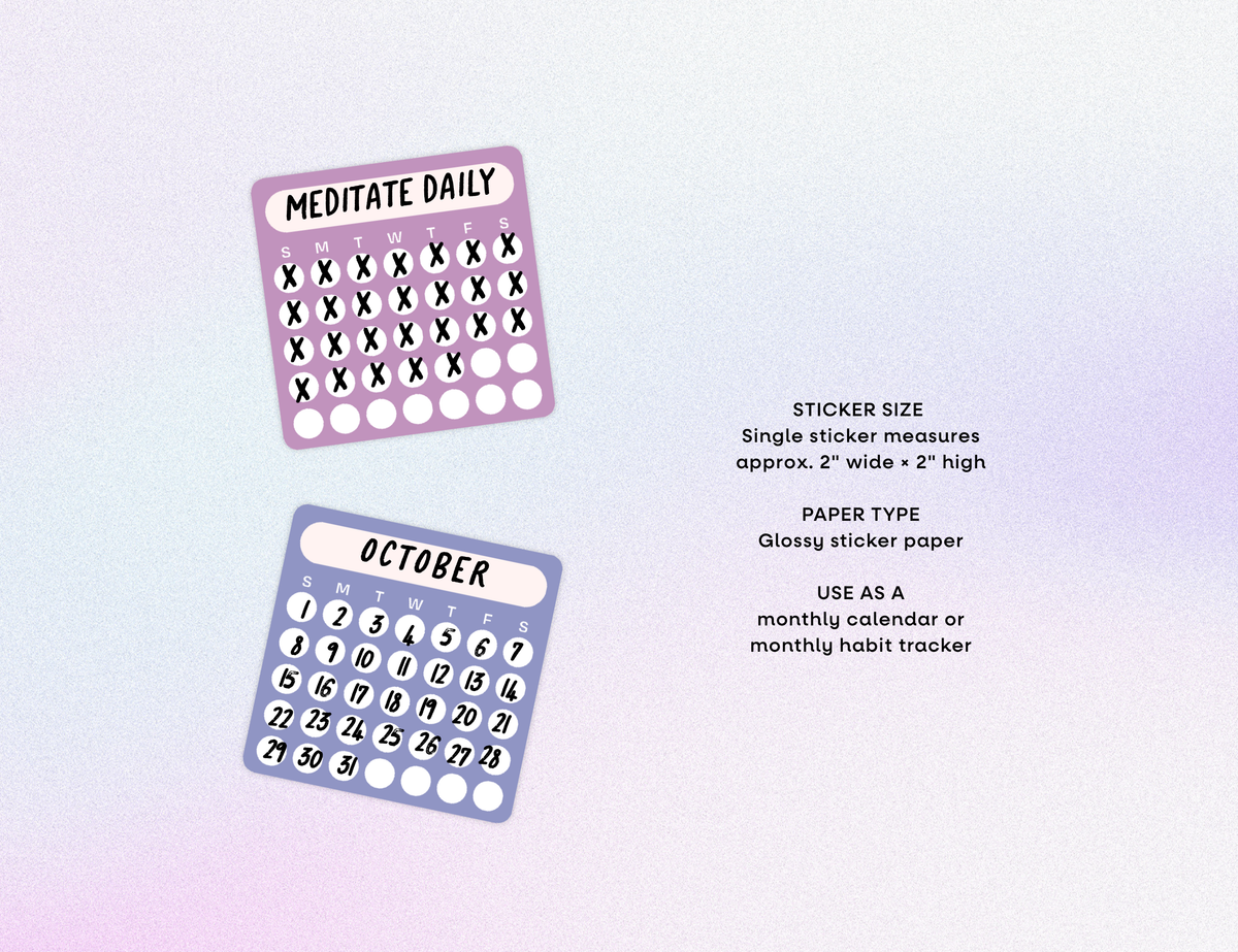 Blank Month or Monthly Habit Tracker Sticker, Rainbow L