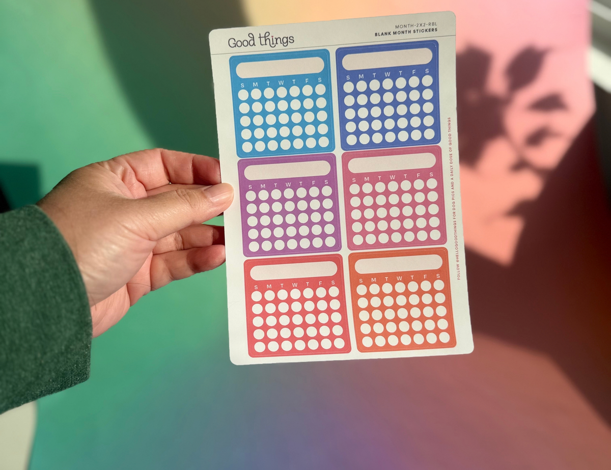Blank Month or Monthly Habit Tracker Sticker, Rainbow L