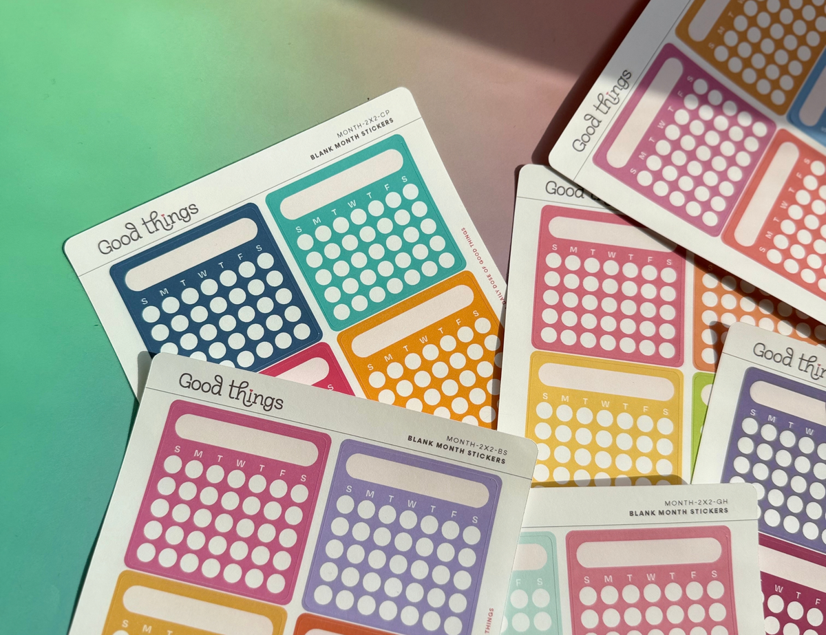Blank Month or Monthly Habit Tracker Sticker, Bright Side