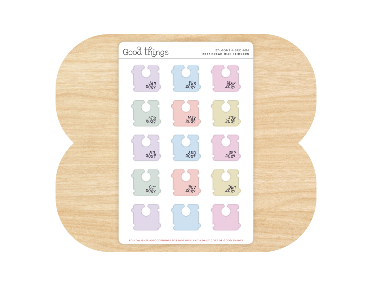 Bread Bag Clip Stickers, Dated