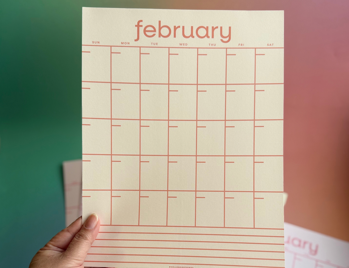 Rainbow Grid Undated Calendar Pages