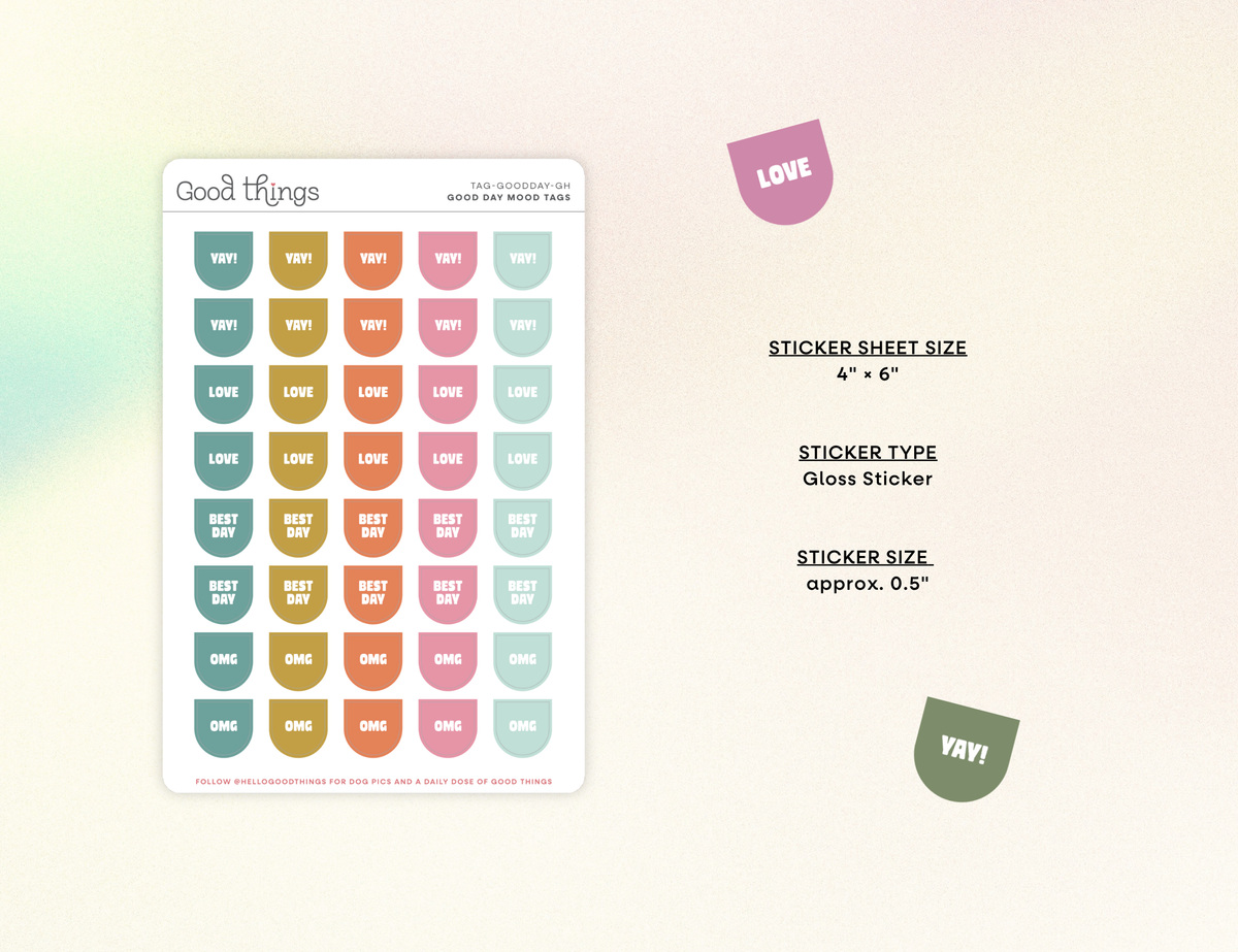 Good Day Mood Calendar Tag Sticker Sheet